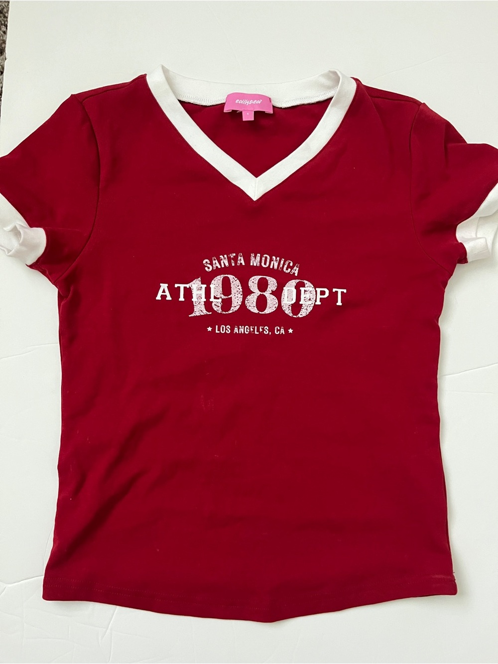 Edikted Red Graphic Tee with White Trim NWOT